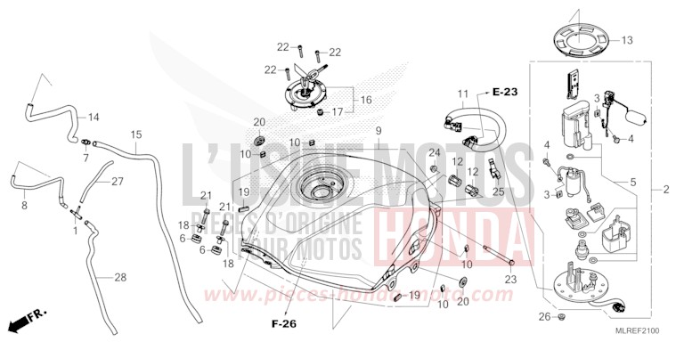 FUEL TANK/FUEL PUMP for Hornet 500 PEARL HIMALAYAS WHITE (NHA87) from 2024